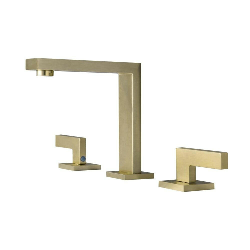 Modern Brushed Gold Dual Handle Bathroom Faucet - Solid Brass Design - GoTypical