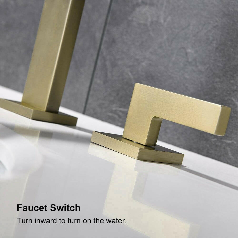 Modern Brushed Gold Dual Handle Bathroom Faucet - Solid Brass Design - GoTypical