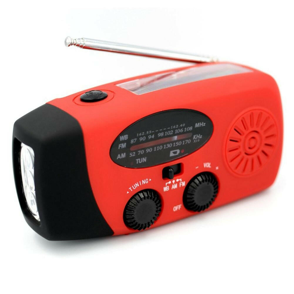Emergency Weather Radio – Solar Crank Dynamo with LED Flashlight - GoTypical