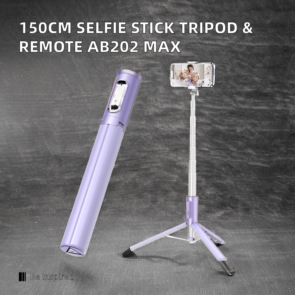New 150cm Long Selfie Stick Tripod Carbon Fiber Plastic Detachable Remote Control AB202 Max Phone Compatibility Rotatable - GoTypical