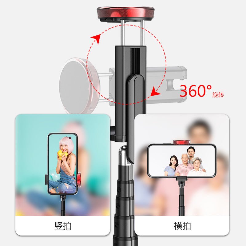 New 150cm Long Selfie Stick Tripod Carbon Fiber Plastic Detachable Remote Control AB202 Max Phone Compatibility Rotatable - GoTypical