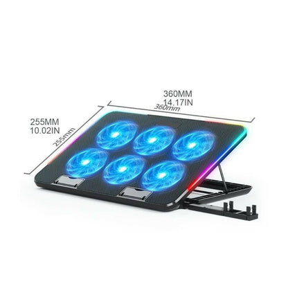 . Laptop Cooler Pad – Metal Cooling Stand with 6 LED Fans & Phone Holder - GoTypical
