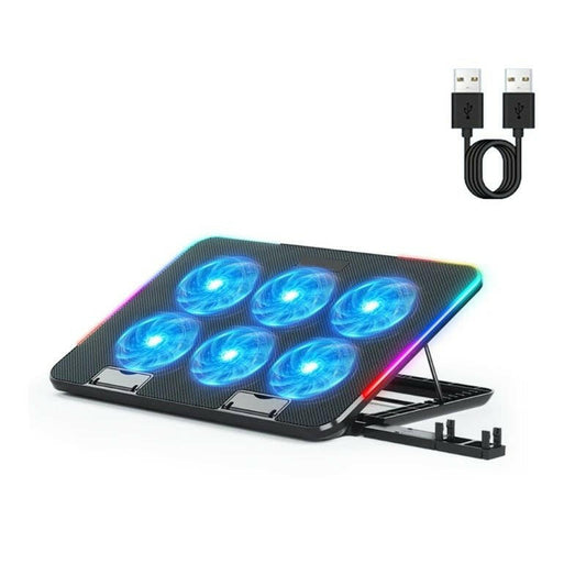 . Laptop Cooler Pad – Metal Cooling Stand with 6 LED Fans & Phone Holder - GoTypical