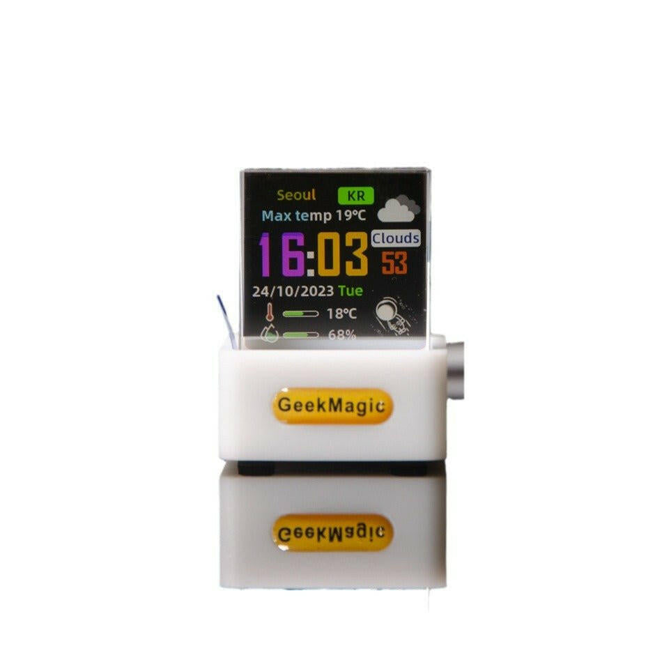 . Mini Transparent WiFi Weather Clock – White Plastic Modern Design - GoTypical