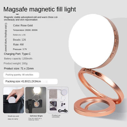 New YSH - 126 LED Magnetic Phone Fill Light Photography Lamp Desktop Video Conference Live Pocket Light Mirror - GoTypical