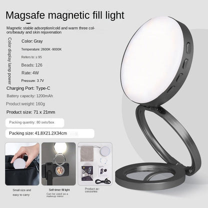 New YSH - 126 LED Magnetic Phone Fill Light Photography Lamp Desktop Video Conference Live Pocket Light Mirror - GoTypical