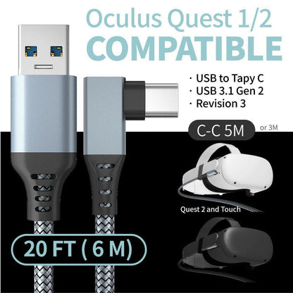 Oculus Quest2 Link Cable – Bend-Resistant VR Gaming Cable 16ft USB-C - GoTypical