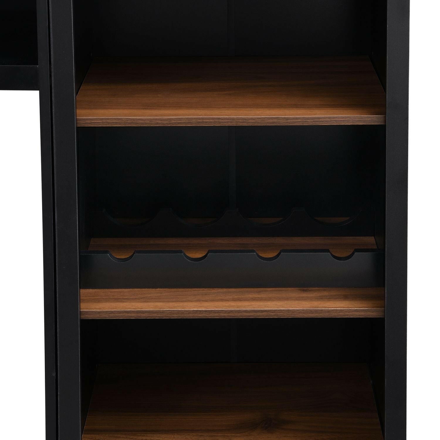 Entertainment Wall Unit Set – Black & Walnut TV Stand with Adjustable Shelves for 70" TVs - GoTypical