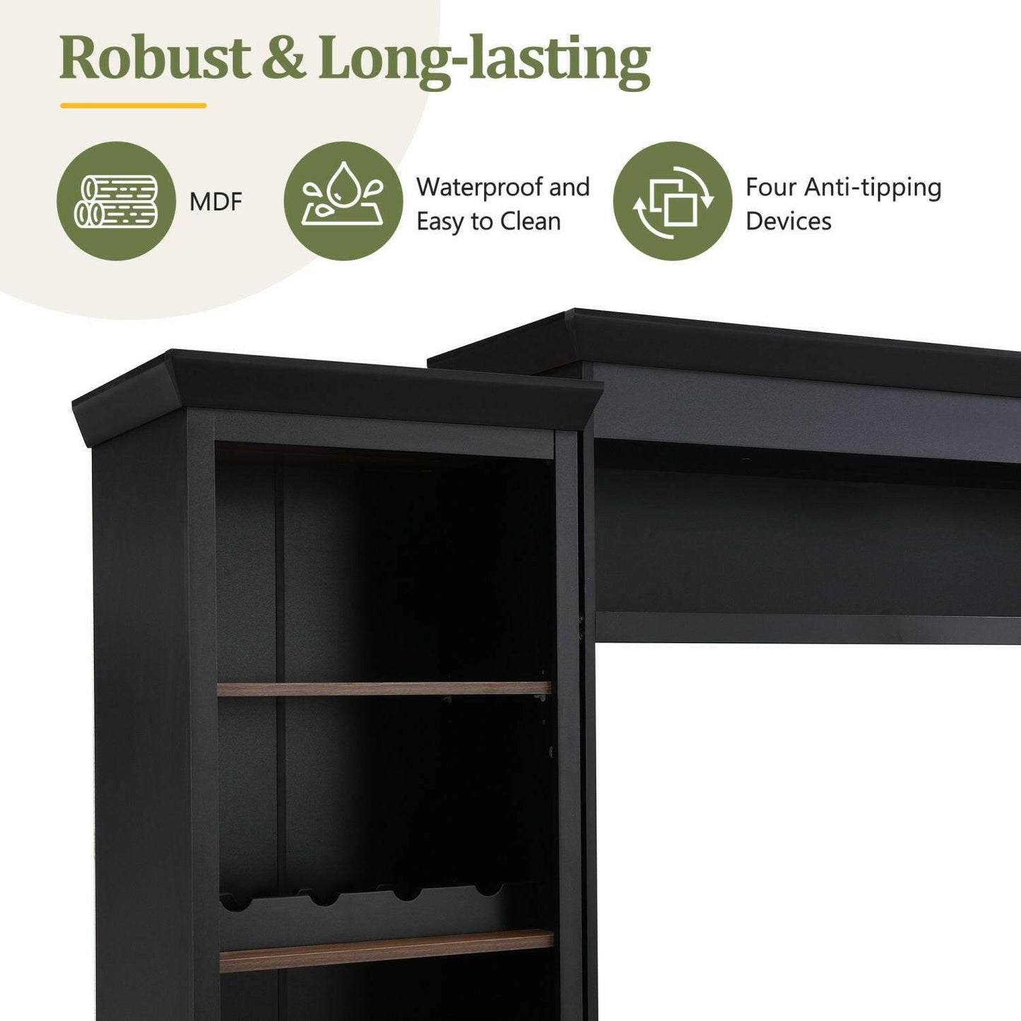 Entertainment Wall Unit Set – Black & Walnut TV Stand with Adjustable Shelves for 70" TVs - GoTypical