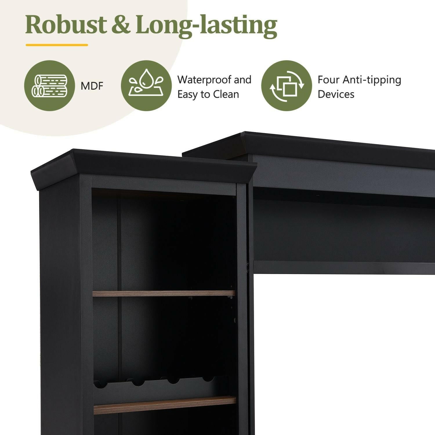 Entertainment Wall Unit Set – Black & Walnut TV Stand with Adjustable Shelves for 70" TVs - GoTypical