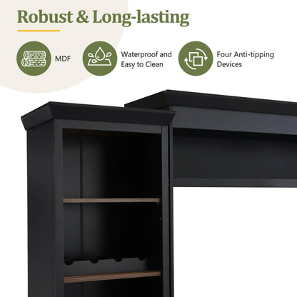 Entertainment Wall Unit Set – Black & Walnut TV Stand with Adjustable Shelves for 70" TVs - GoTypical