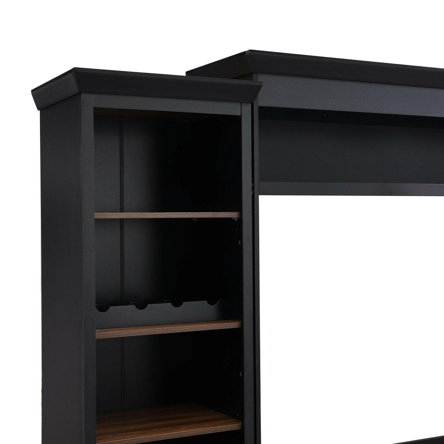 Entertainment Wall Unit Set – Black & Walnut TV Stand with Adjustable Shelves for 70" TVs - GoTypical