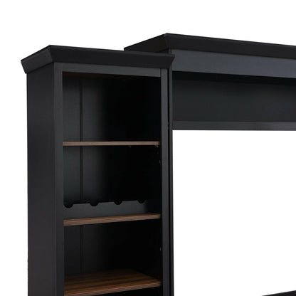 Entertainment Wall Unit Set – Black & Walnut TV Stand with Adjustable Shelves for 70" TVs - GoTypical