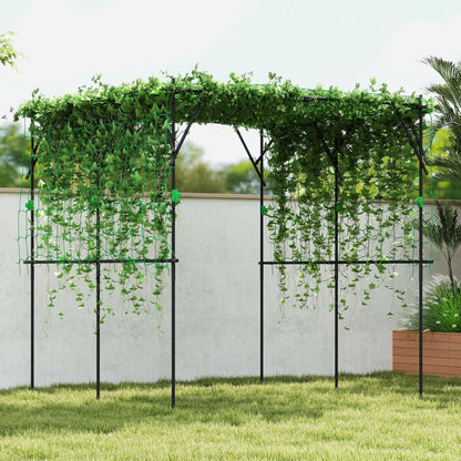 Adjustable Garden Arch Trellis – Black Steel Frame with Climbing Net - GoTypical