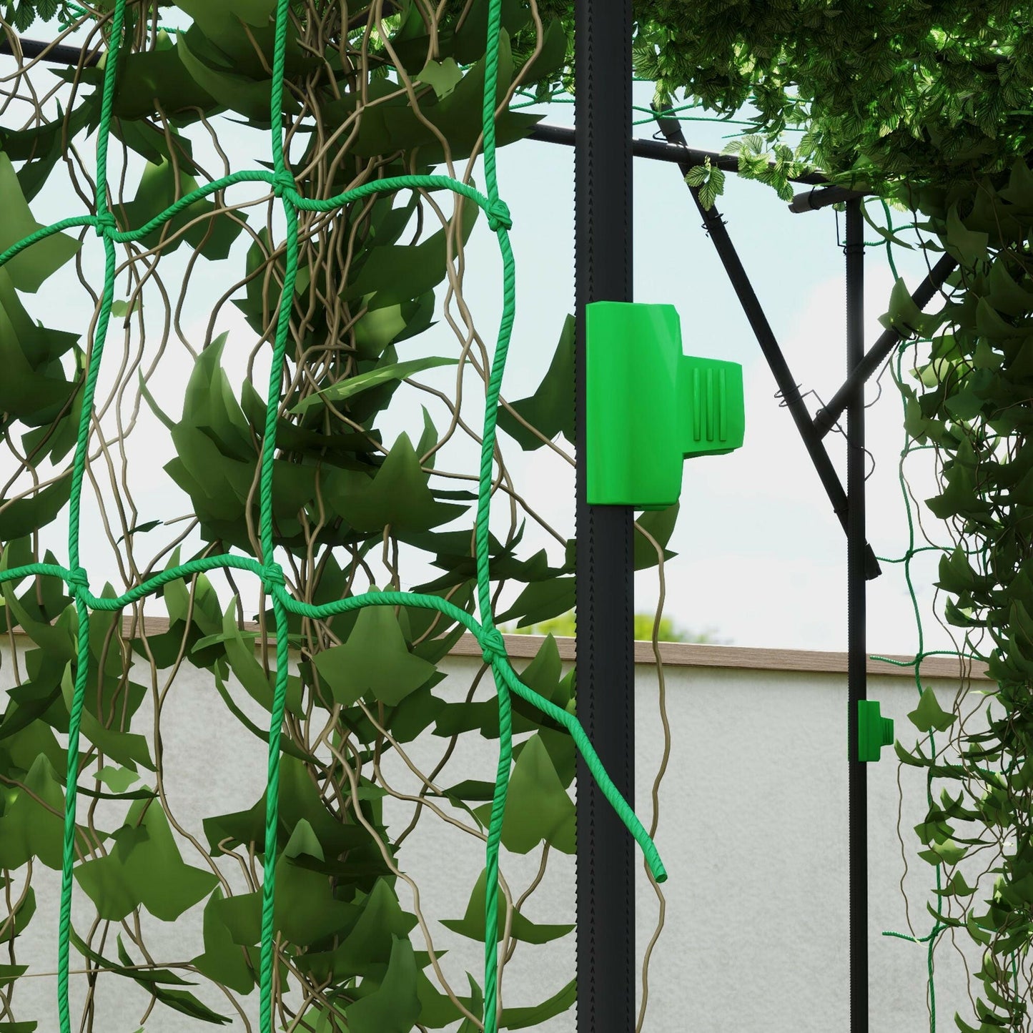 Adjustable Garden Arch Trellis – Black Steel Frame with Climbing Net - GoTypical