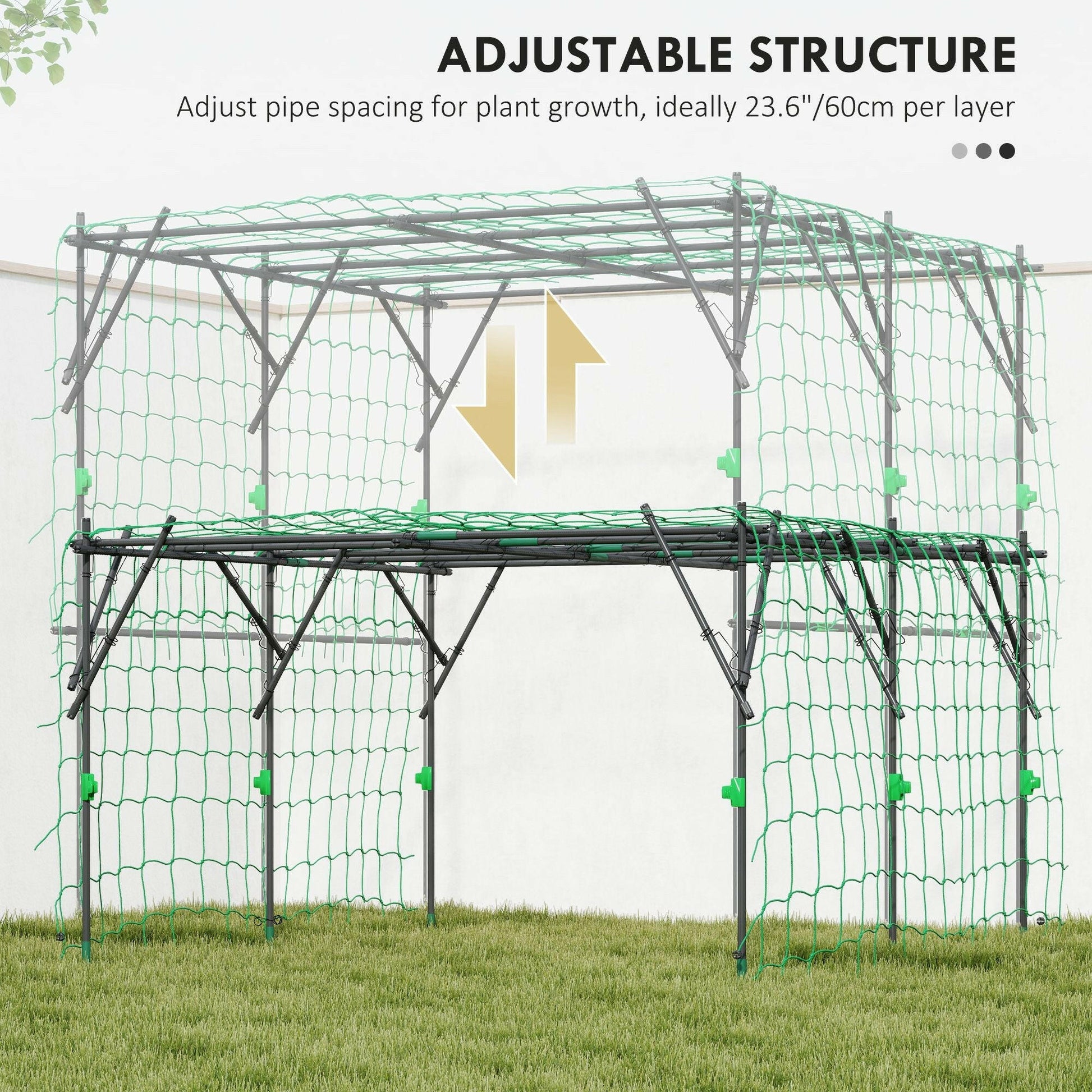 Adjustable Garden Arch Trellis – Black Steel Frame with Climbing Net - GoTypical