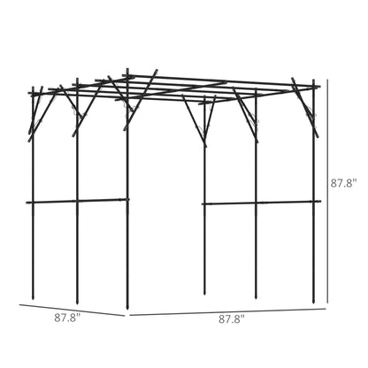 Adjustable Garden Arch Trellis – Black Steel Frame with Climbing Net - GoTypical