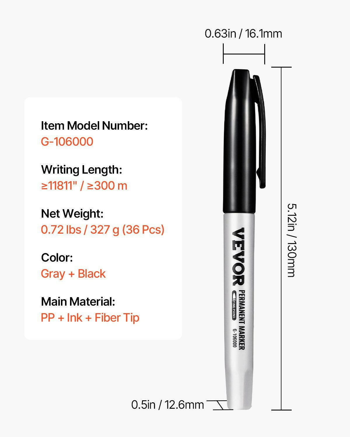Permanent Markers – Black Fine Tip Waterproof & Fade-Resistant 36 Count - GoTypical