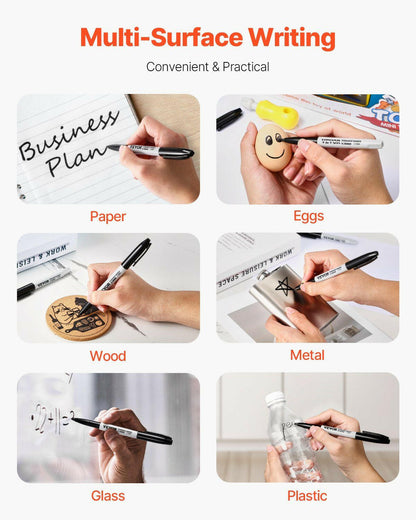 Permanent Markers – Black Fine Tip Waterproof & Fade-Resistant 36 Count - GoTypical