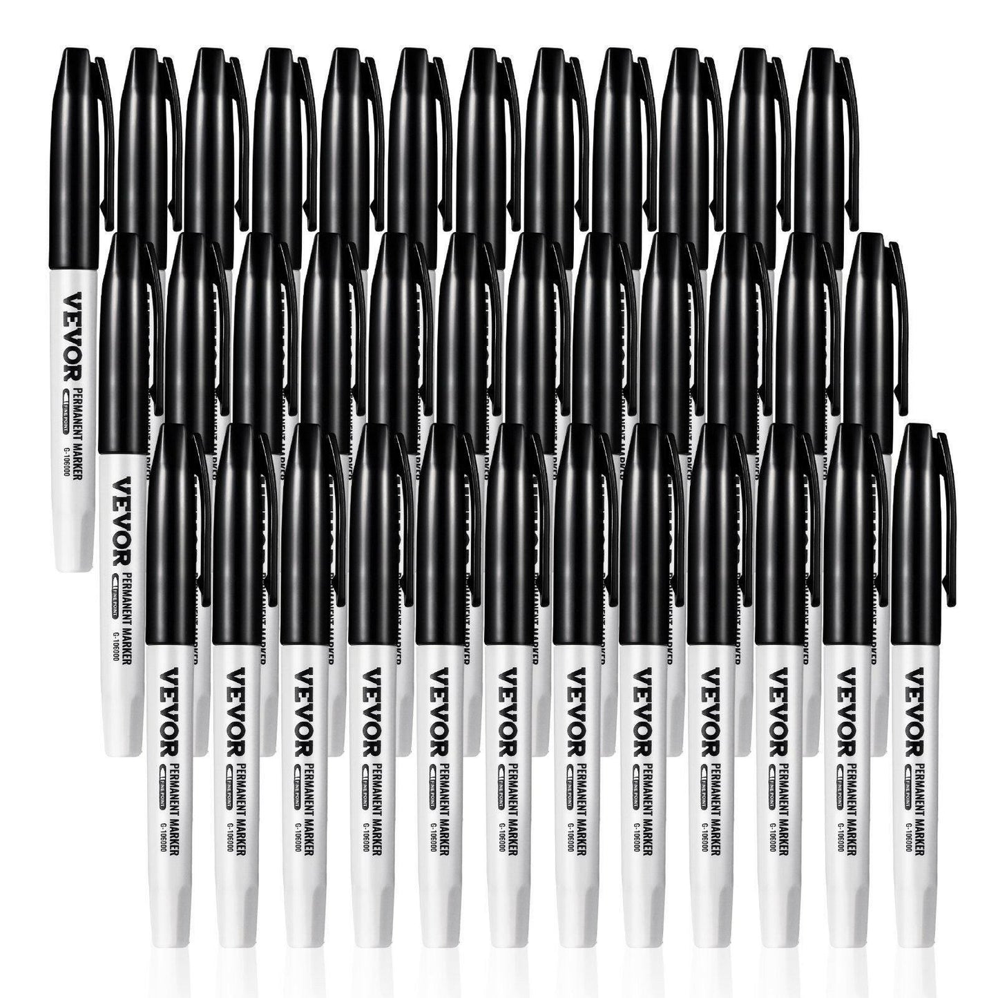 Permanent Markers – Black Fine Tip Waterproof & Fade-Resistant 36 Count - GoTypical