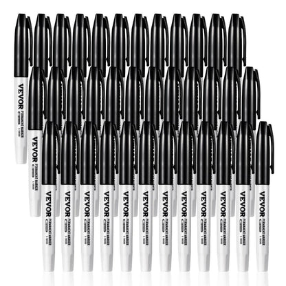 Permanent Markers – Black Fine Tip Waterproof & Fade-Resistant 36 Count - GoTypical