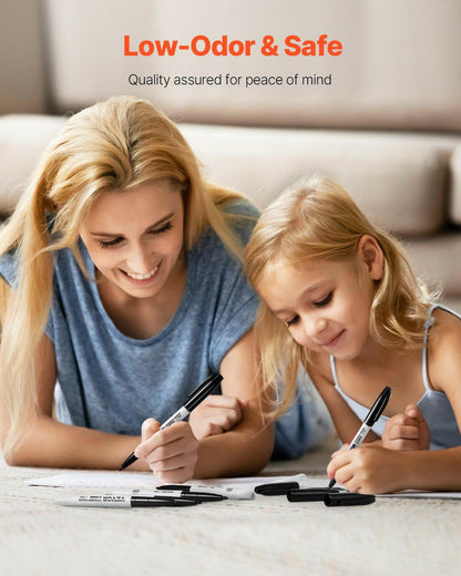 Permanent Markers – Black Fine Tip Waterproof & Fade-Resistant 36 Count - GoTypical