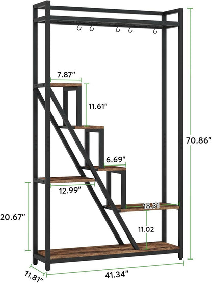 7-Tier Plant Stand – Indoor Ladder Shelf with Rustic Wood Finish - GoTypical