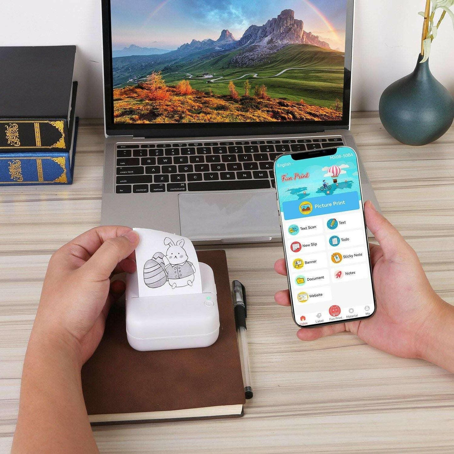 Pocket Wireless Thermal Printer – Portable Mini Sticker Maker Rechargeable Inkless - GoTypical