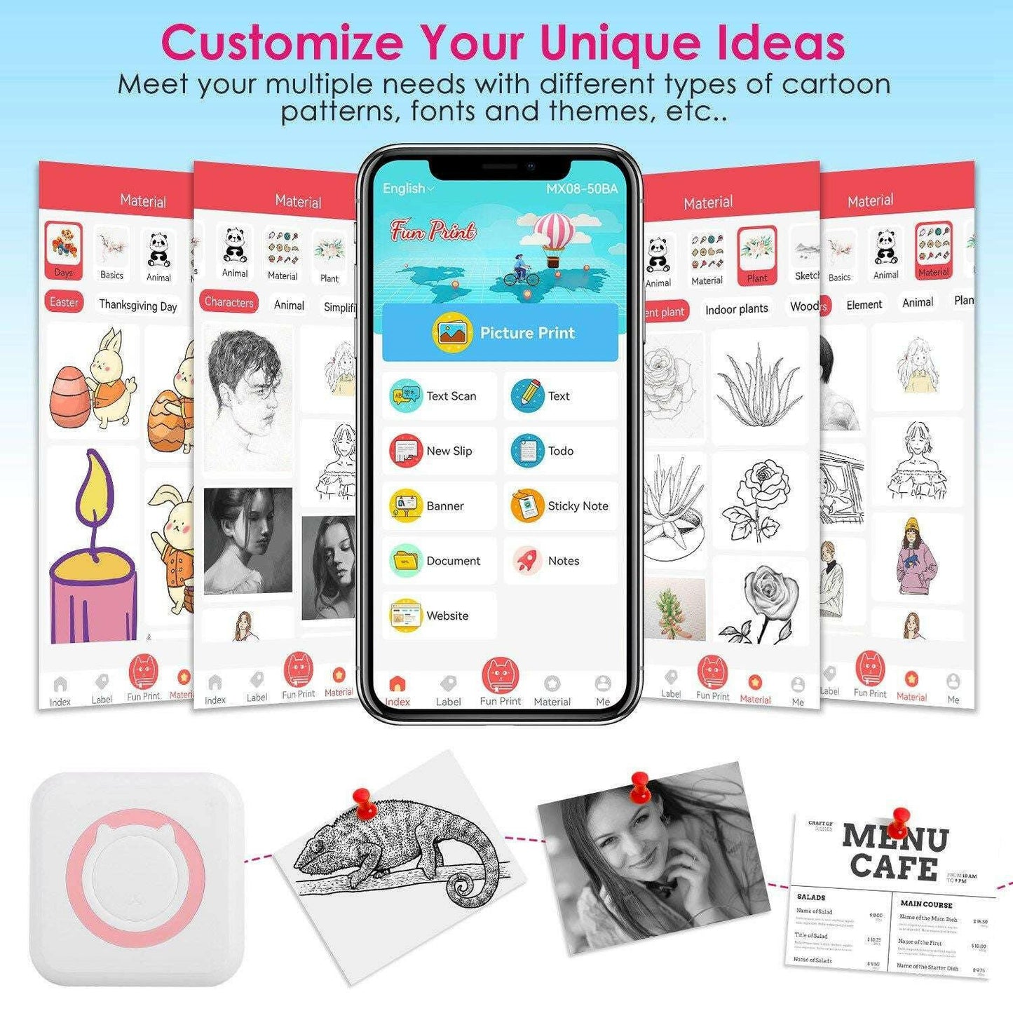 Pocket Wireless Thermal Printer – Portable Mini Sticker Maker Rechargeable Inkless - GoTypical