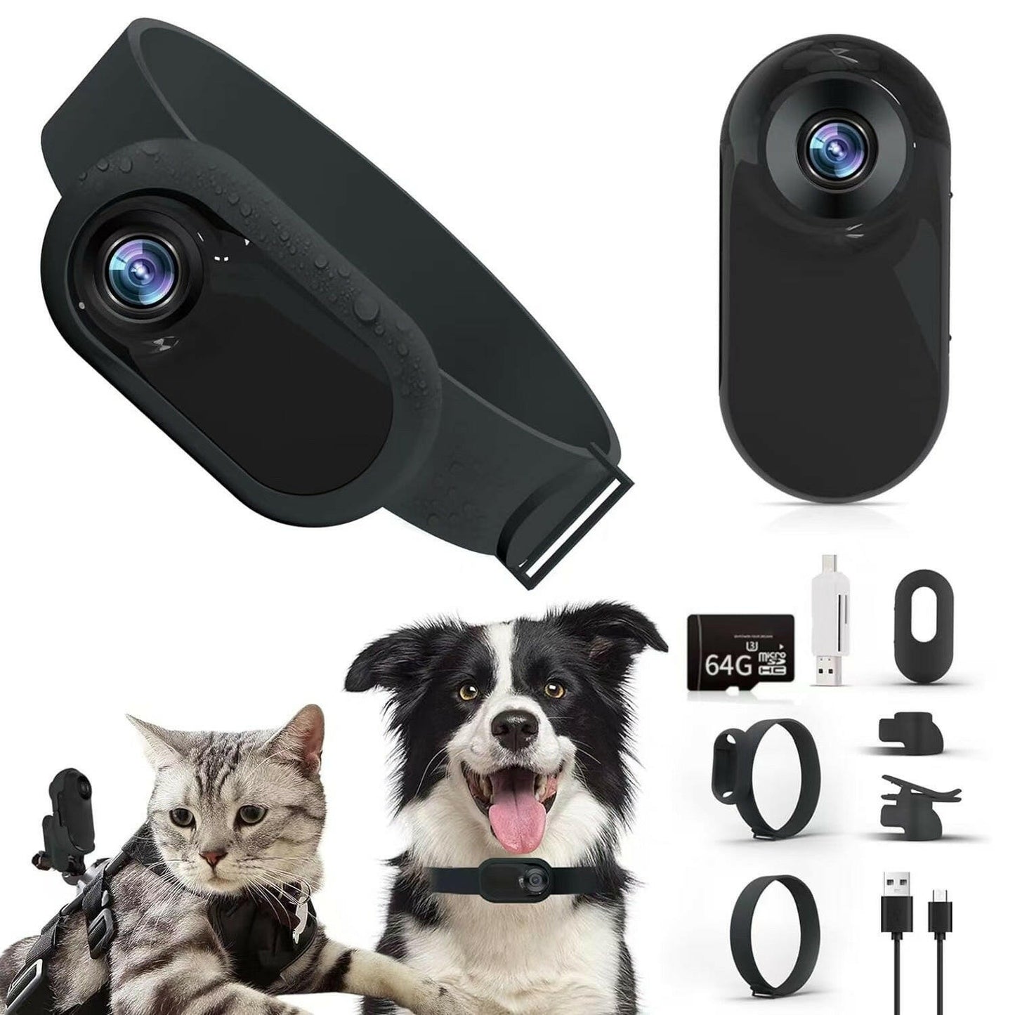 . Portable HD Camera – Magnetic Collar Clip | Black, 1080p - GoTypical