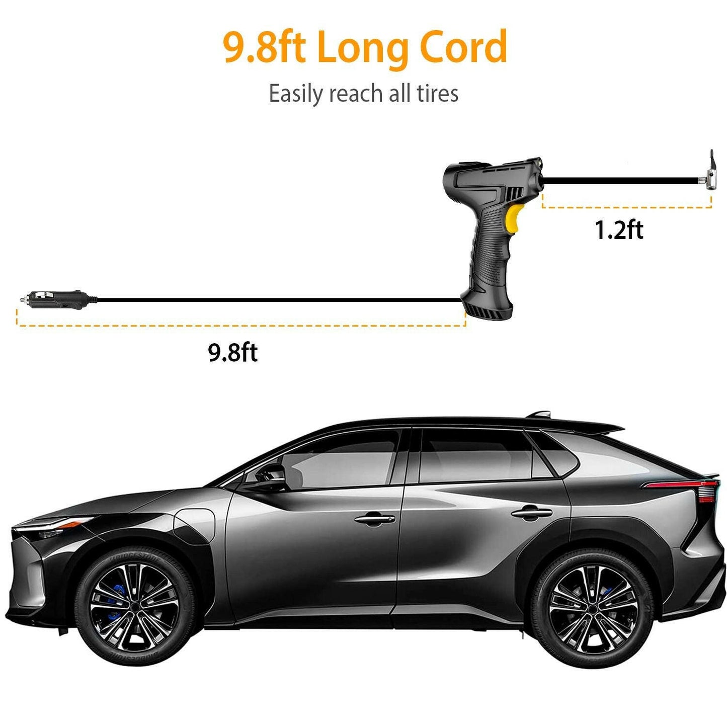 Portable Car Tire Inflator DC 12V Digital Car Air Pump Compressor Electric Air Pump with LED Light 150PSI - GoTypical