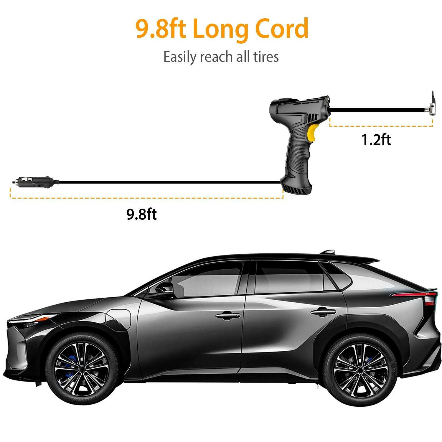 Portable Car Tire Inflator DC 12V Digital Car Air Pump Compressor Electric Air Pump with LED Light 150PSI - GoTypical
