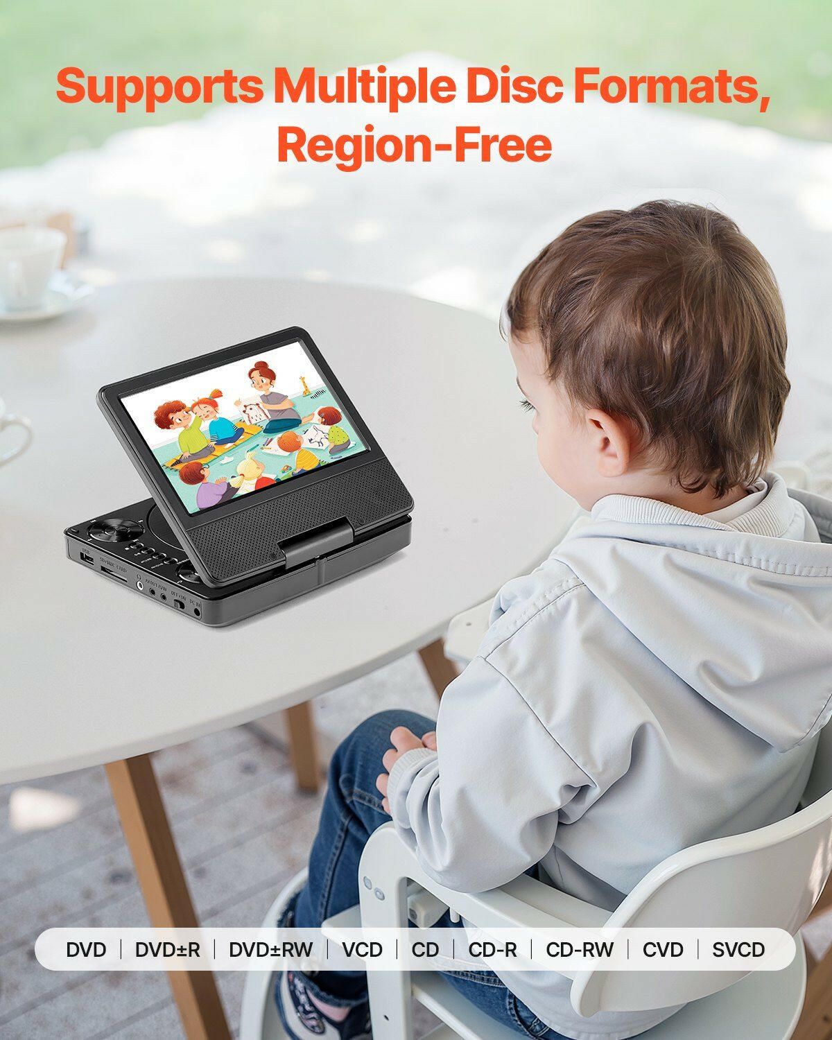 . Portable DVD Player – 7 Inch HD Swivel Screen, 4-Hour Battery - GoTypical