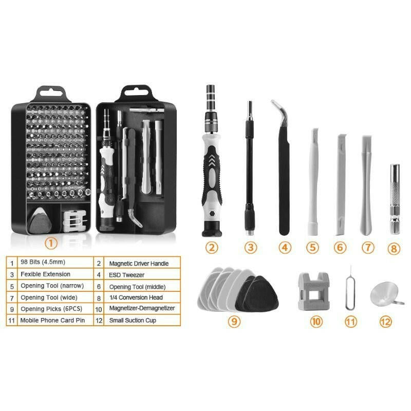 Precision Screwdriver Set – 115-in-1 Magnetic Repair Kit with Case - GoTypical