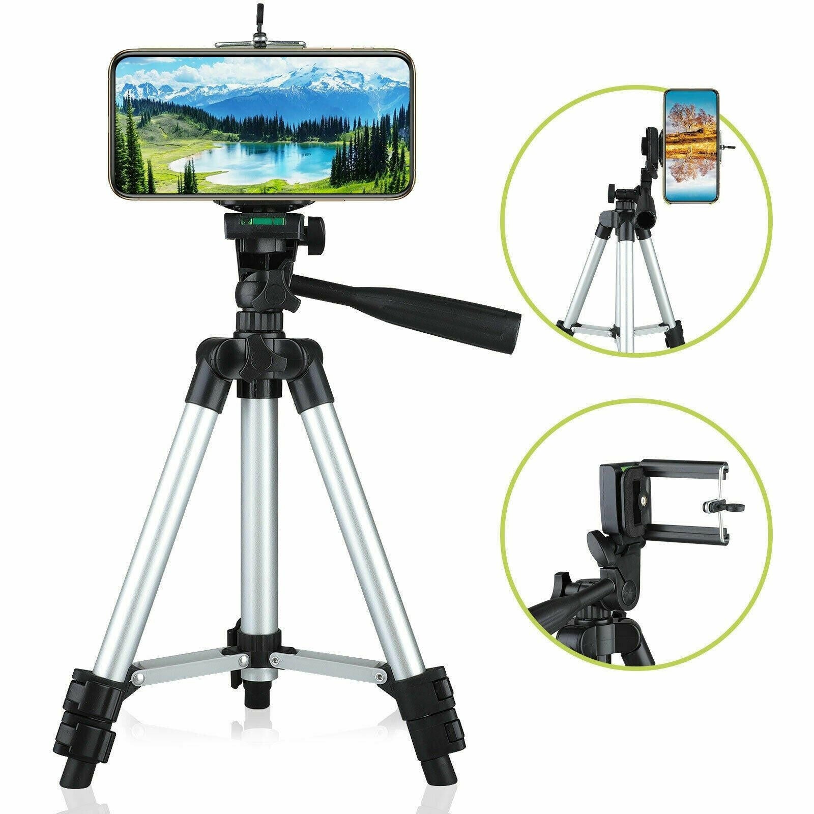 Camera Tripod Stand with Phone Holder – . Aluminum 360° Swivel - GoTypical