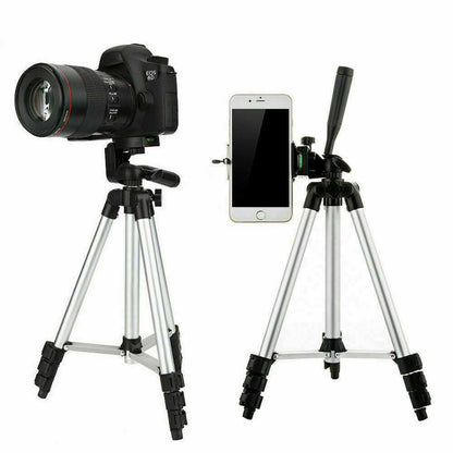 Camera Tripod Stand with Phone Holder – . Aluminum 360° Swivel - GoTypical