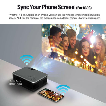 4K Smart WiFi Projector – Portable Home Theater Cinema with Phone Sync Battery - GoTypical