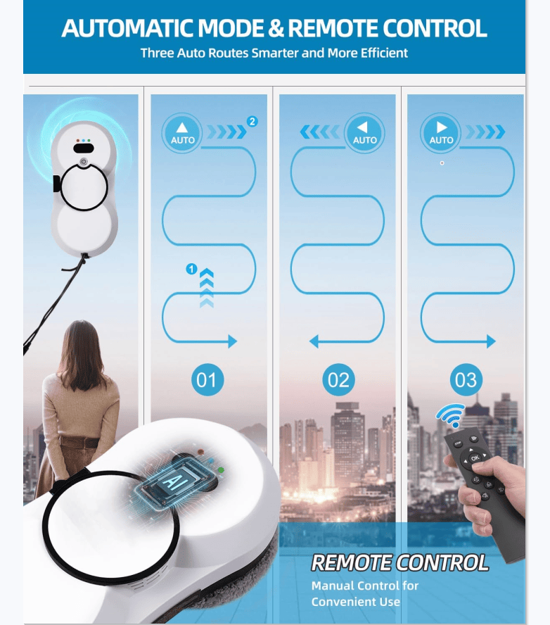 Window Cleaning Robot – Automatic with 2800Pa Suction & Smart Navigation - GoTypical