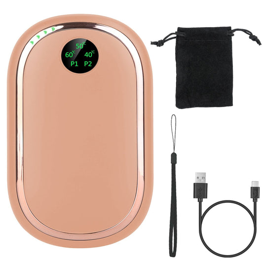 Rechargeable Hand Warmer Electric Hand Heater Portable Reusable Pocket Warmer Power Bank with Digital Display Sunset Light 3 Levels Double - sided Heating - GoTypical