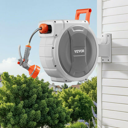 Retractable Garden Hose Reel 1/2 Inch x 84 ft Wall Mounted Garden Hose Reel - GoTypical