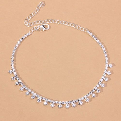 Rhinestone Water Drop Anklet Foot Jewelry for Women Silver/Gold - GoTypical