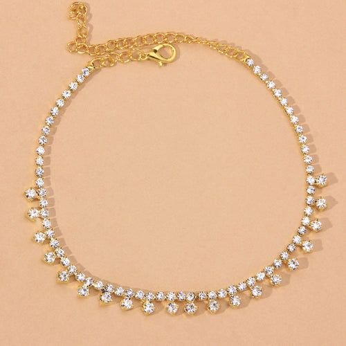 Rhinestone Water Drop Anklet Foot Jewelry for Women Silver/Gold - GoTypical