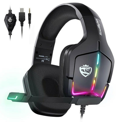 . S12 Wired RGB Gaming Headset – Braided Cable, Faux Protein Skin - GoTypical
