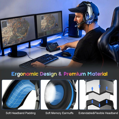 . S9 Wired Gaming Earphones – Luminous Head Mounted with Mic - GoTypical