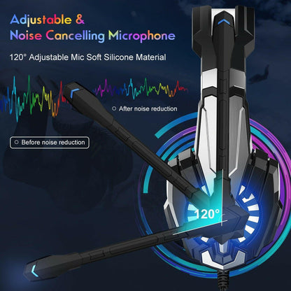 . S9 Wired Gaming Earphones – Luminous Head Mounted with Mic - GoTypical