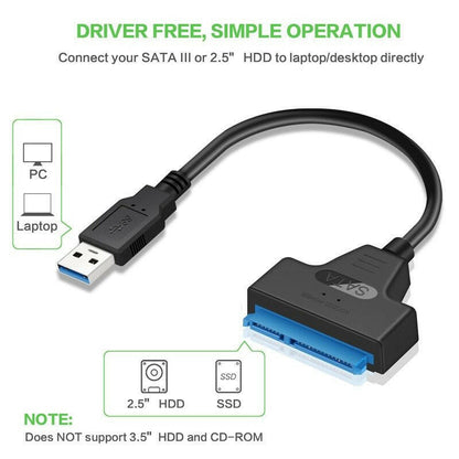 . SATAIII USB 3.0 to 2.5-Inch Hard Disk Easy Drive Cable – Copper Wire - GoTypical
