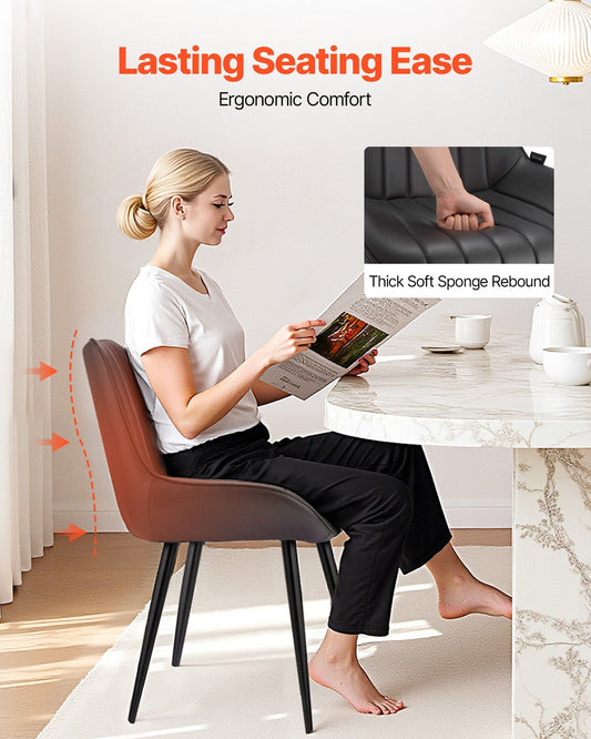 Set of 4 Dining Chairs Modern Fabric Kitchen Side Chair Back Metal Legs Black - GoTypical