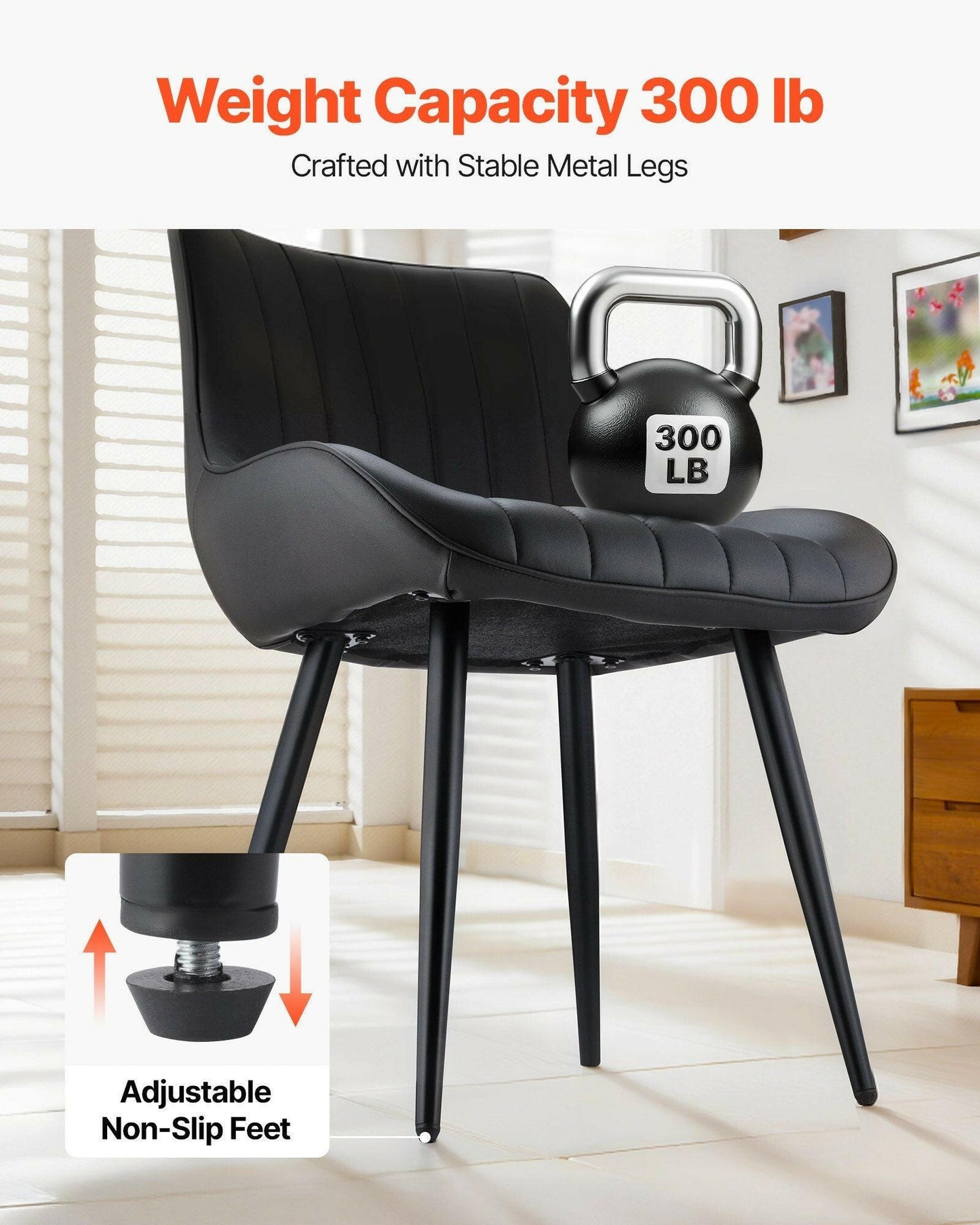 . Modern Fabric Dining Chairs Set of 4 – Black Metal Legs - GoTypical