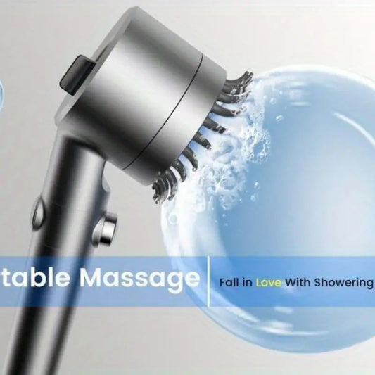 Shower head, high pressure flow multiple modes, 5 layers filter, hard water power rinse, with switch, suitable for pet bathing, vertical shower, white turbo shower - GoTypical