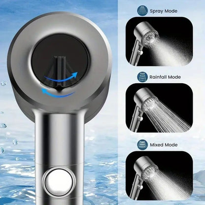 Shower head, high pressure flow multiple modes, 5 layers filter, hard water power rinse, with switch, suitable for pet bathing, vertical shower, white turbo shower - GoTypical